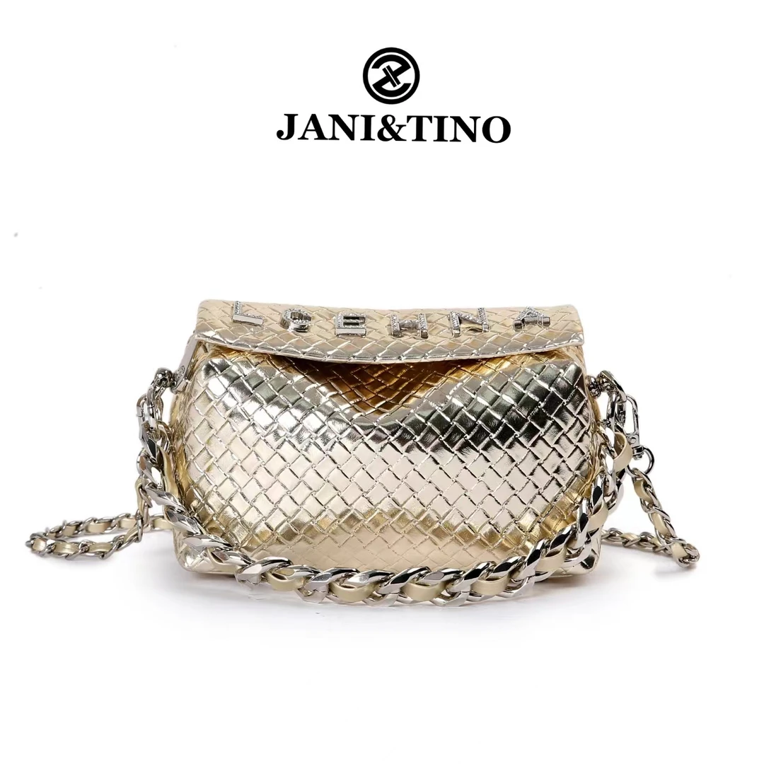 JANITINO/佳妮蒂诺姗姗家时尚百搭女士单肩斜跨手提包2735金色