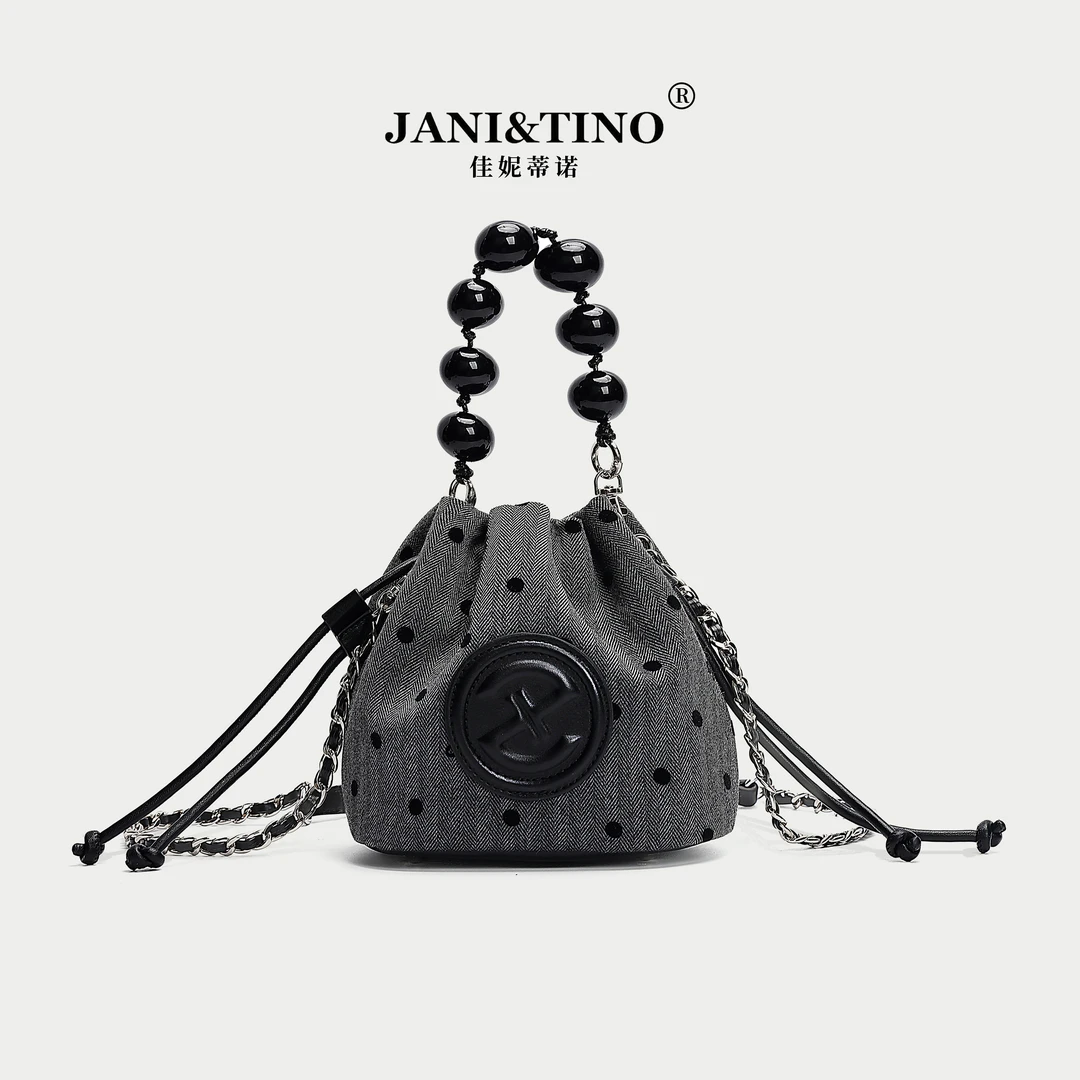 JANITINO/佳妮蒂诺新款轻奢风百搭斜挎手提单肩水桶包2805斑点