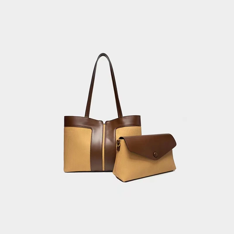 JANITINO/佳妮蒂诺时尚通勤撞色百搭托特包单肩新款子母包27026