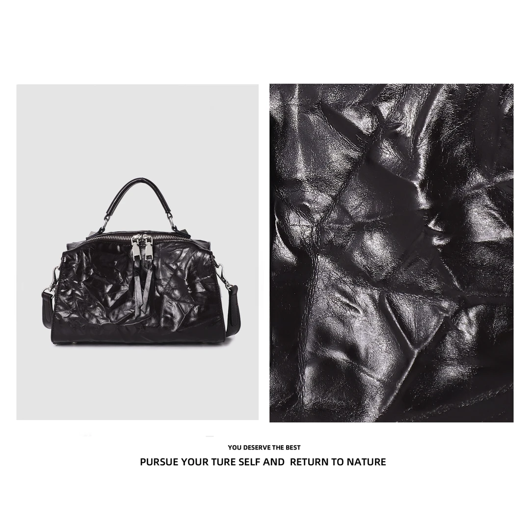 秋冬新款时尚休闲女士小众百搭单肩包427褶皱