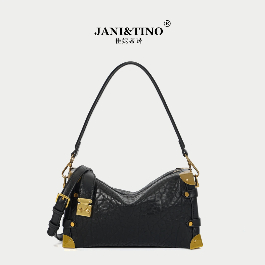 JANITINO/佳妮蒂诺姗姗家当季时尚优质手提单肩女士包3983黑金