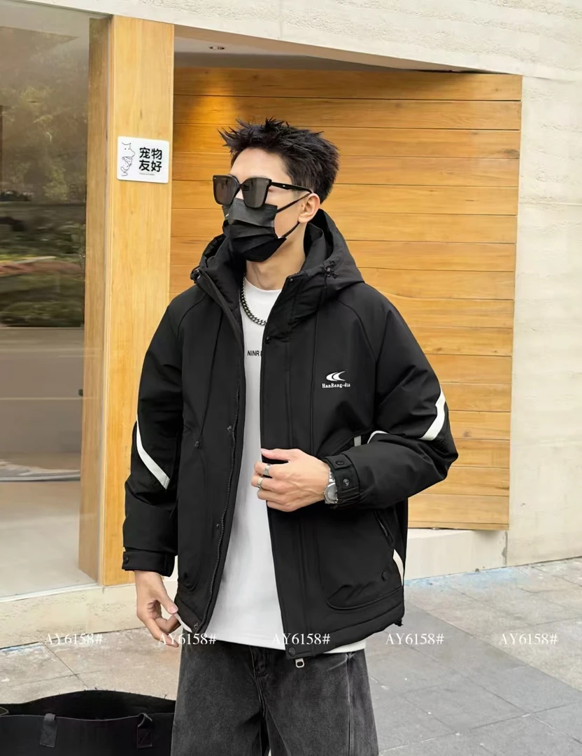 【冰封熔岩】国标羽绒情侣冲锋衣羽绒外套工装结构性加厚保暖Z-6158