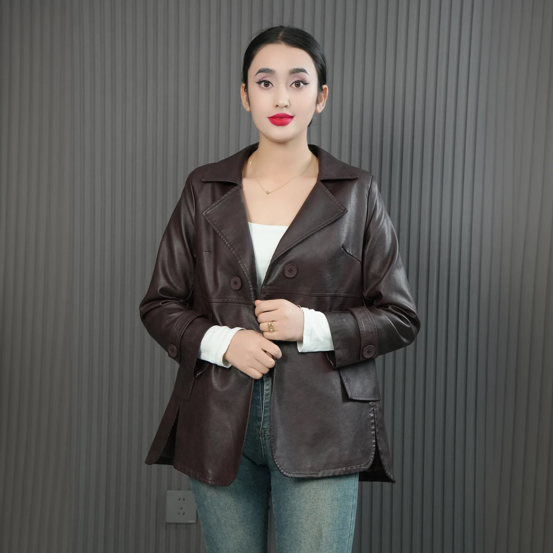 外套气质时尚休闲百搭女士真皮网红外套  2426