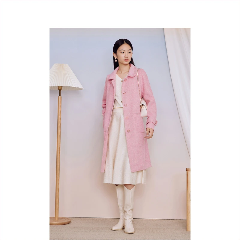 【真丝羊毛】Goodland美地女装冬热力感双面毛呢大衣LC63580090