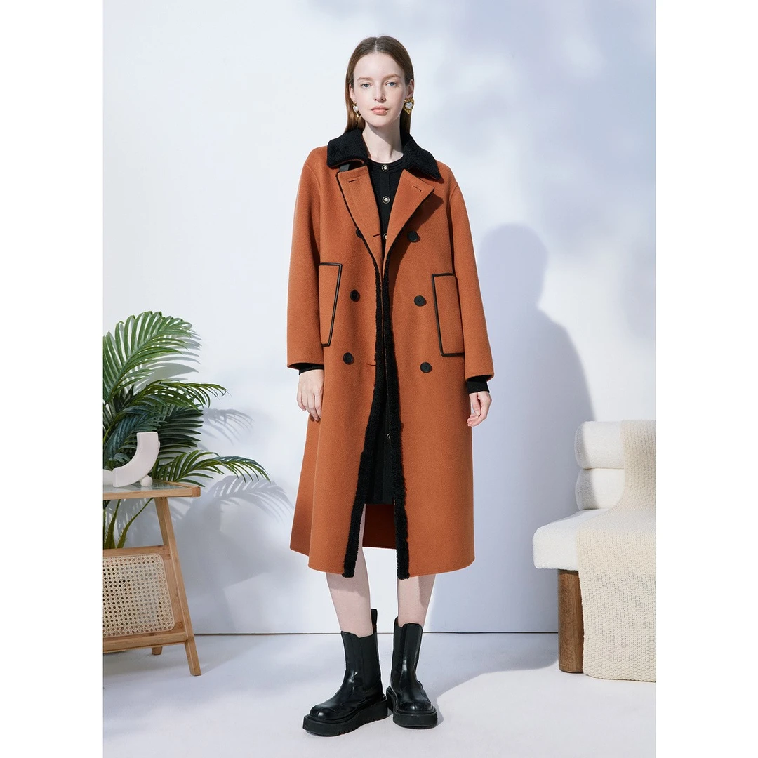 Goodland美地气质女装2023冬季新款双面呢羊绒毛呢外套LC62580870