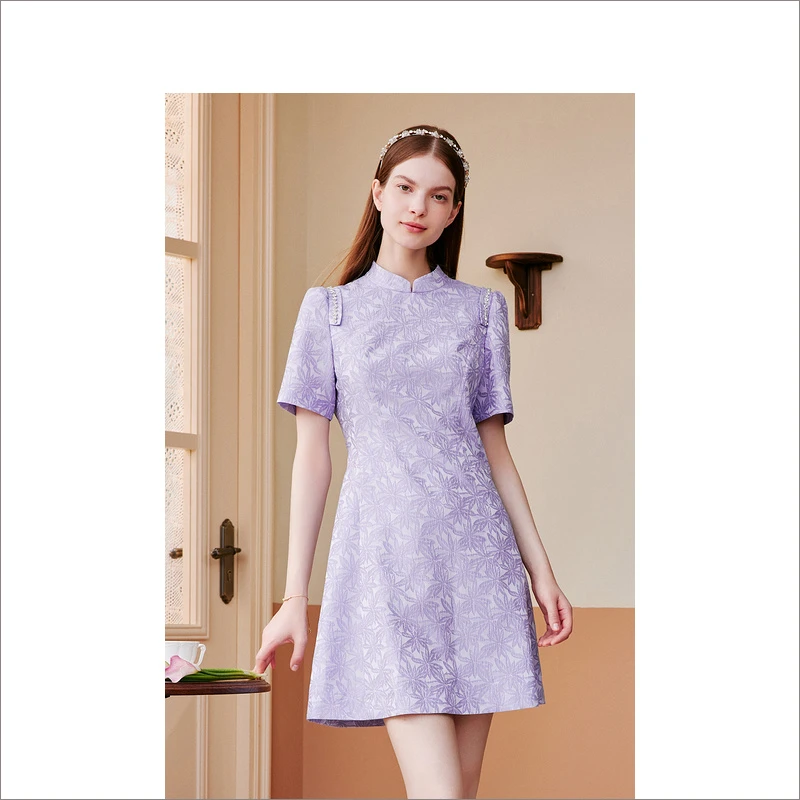 Goodland美地女装2023夏季新款显瘦气质新中式连衣裙LC63205460