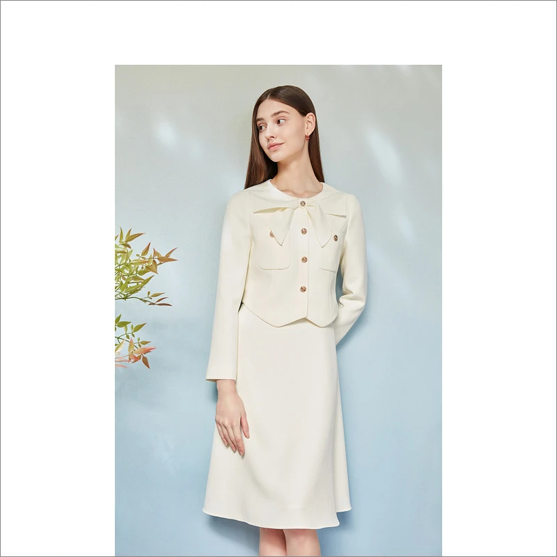 【小香风】Goodland美地女装秋季轻奢法式假两件连衣裙LC63105750