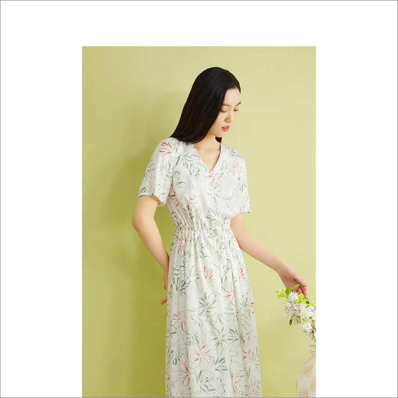 【艺术蚕丝】YINER音儿专柜女装夏季弹力斜纹法式连衣裙8C34205820