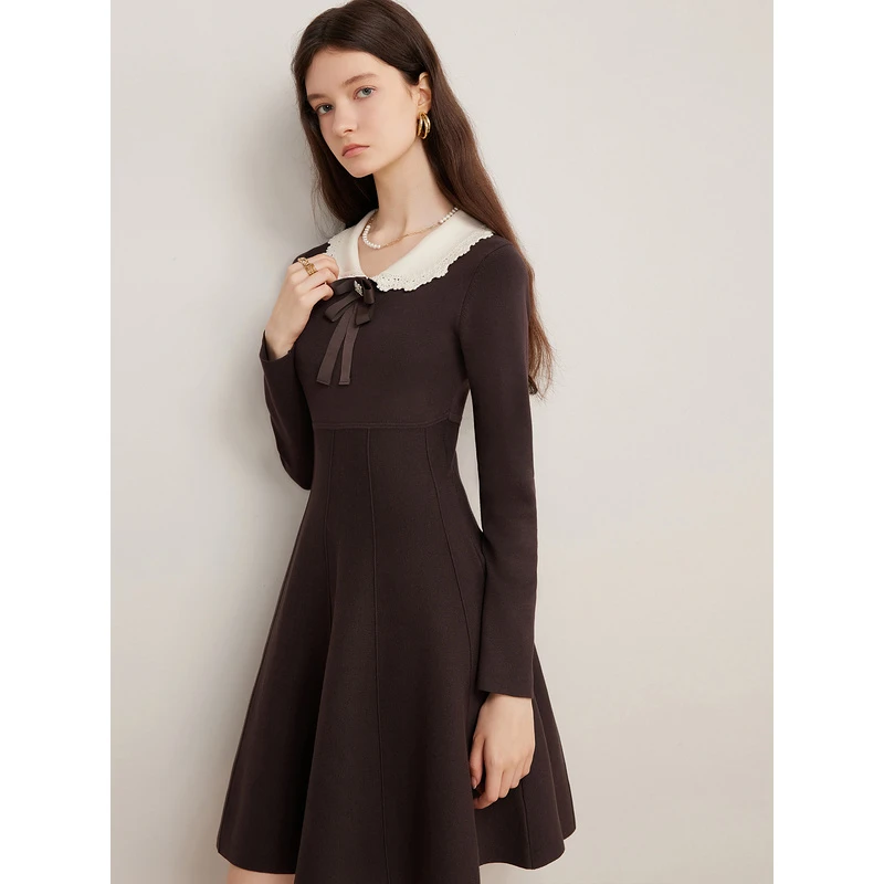 【雅丹风】Goodland美地2024秋冬新款小香风针织连衣裙LC34506067
