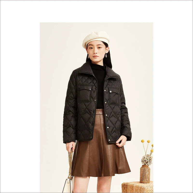 【白鹅绒】YINER音儿奥莱2024短款POLO领白鹅绒羽绒服8C64508976