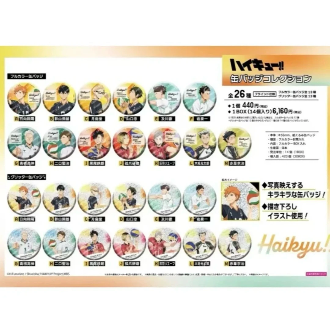 排球少年 IAGF 昭和笔记 抱球圆吧唧徽章（默认代拆）