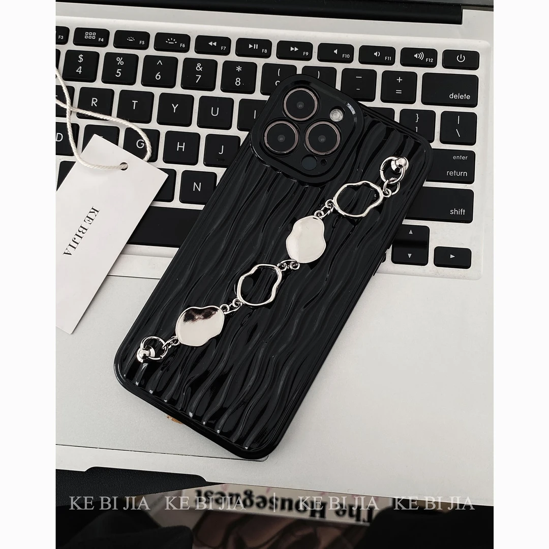 【苹果华为】ins博主暗黑风高级感水波纹斜挎手机壳苹果华为14/13