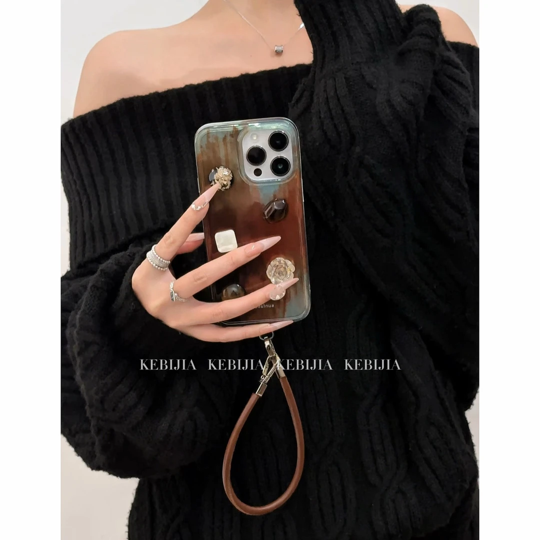 ins小众复古高级山茶花防摔适用于苹果17/16promax15/14手机壳