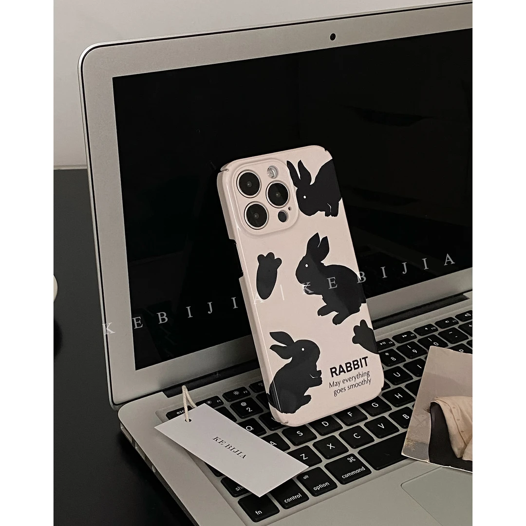 ins韩国菲林壳影子兔手机壳苹果14/13/12/11