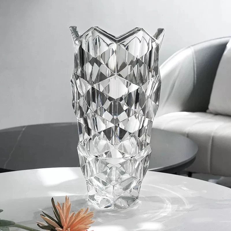 【小城森林】北欧轻奢水晶钻石玻璃花瓶透明客厅酒店插花玫瑰百合