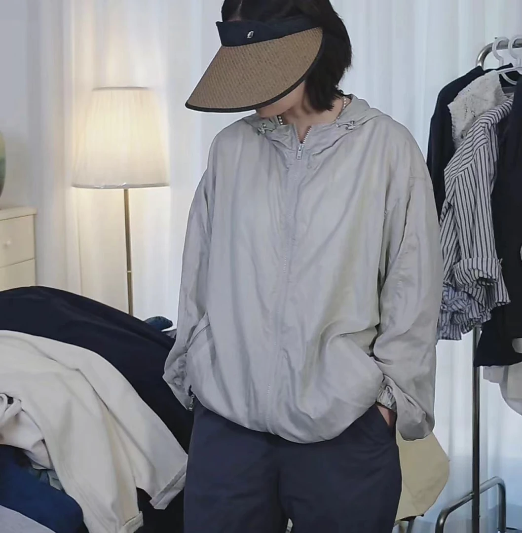 大俪家东大门防晒帽衫休闲百搭夏季透气薄款宽松轻薄长款纯色no退