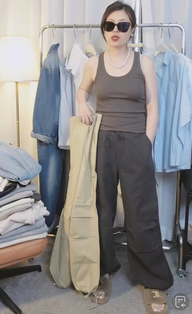 ORE按扣口袋户外休闲时尚女士宽松潮流工装设计师裤no退no换