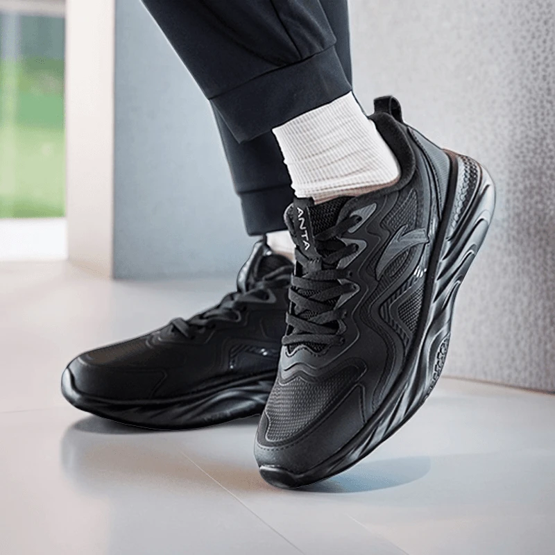 安踏轻跑5.0跑鞋革面舒适轻便软底男女运动鞋慢跑鞋112517793R