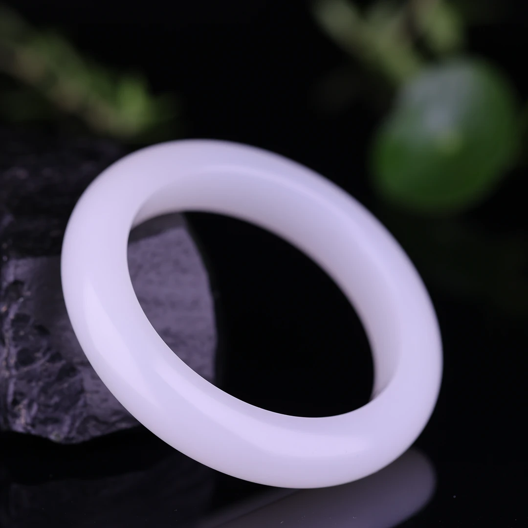 【46克 羊脂玉手镯】53*11.5*8.8mm新疆和田玉羊脂白手镯美人镯女款