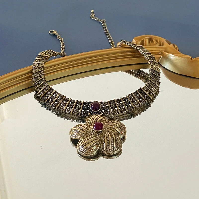 铜合金项链 中古vintage重工异域风经典项圈项链高级古冯做旧项链