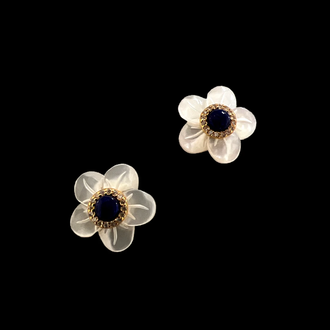 V1309青金石耳钉孤品！