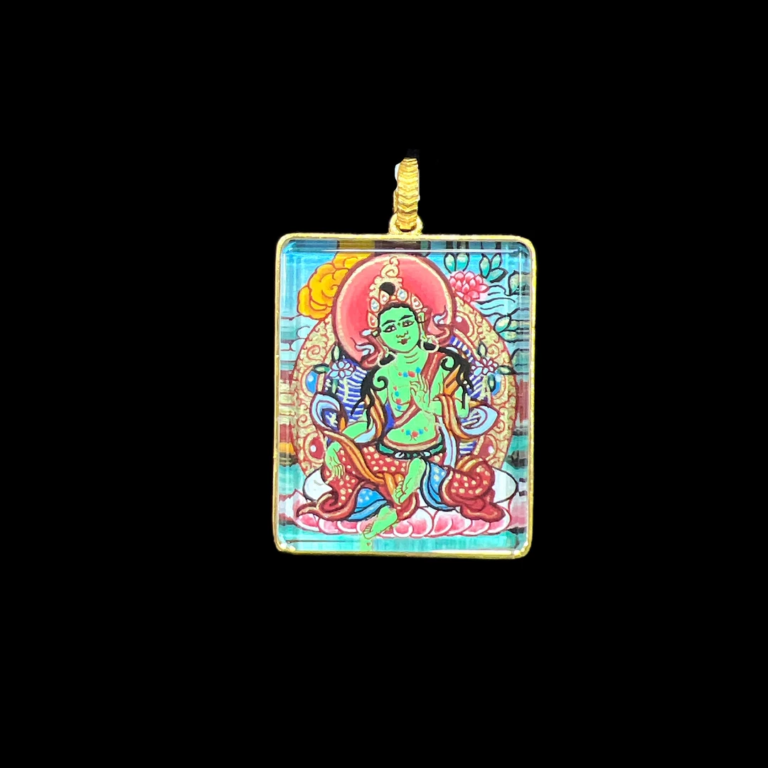 V5516唐卡吊坠孤品！（绿度母）