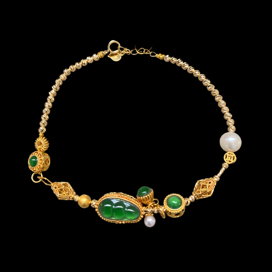 V5373翡翠手链18k孤品！