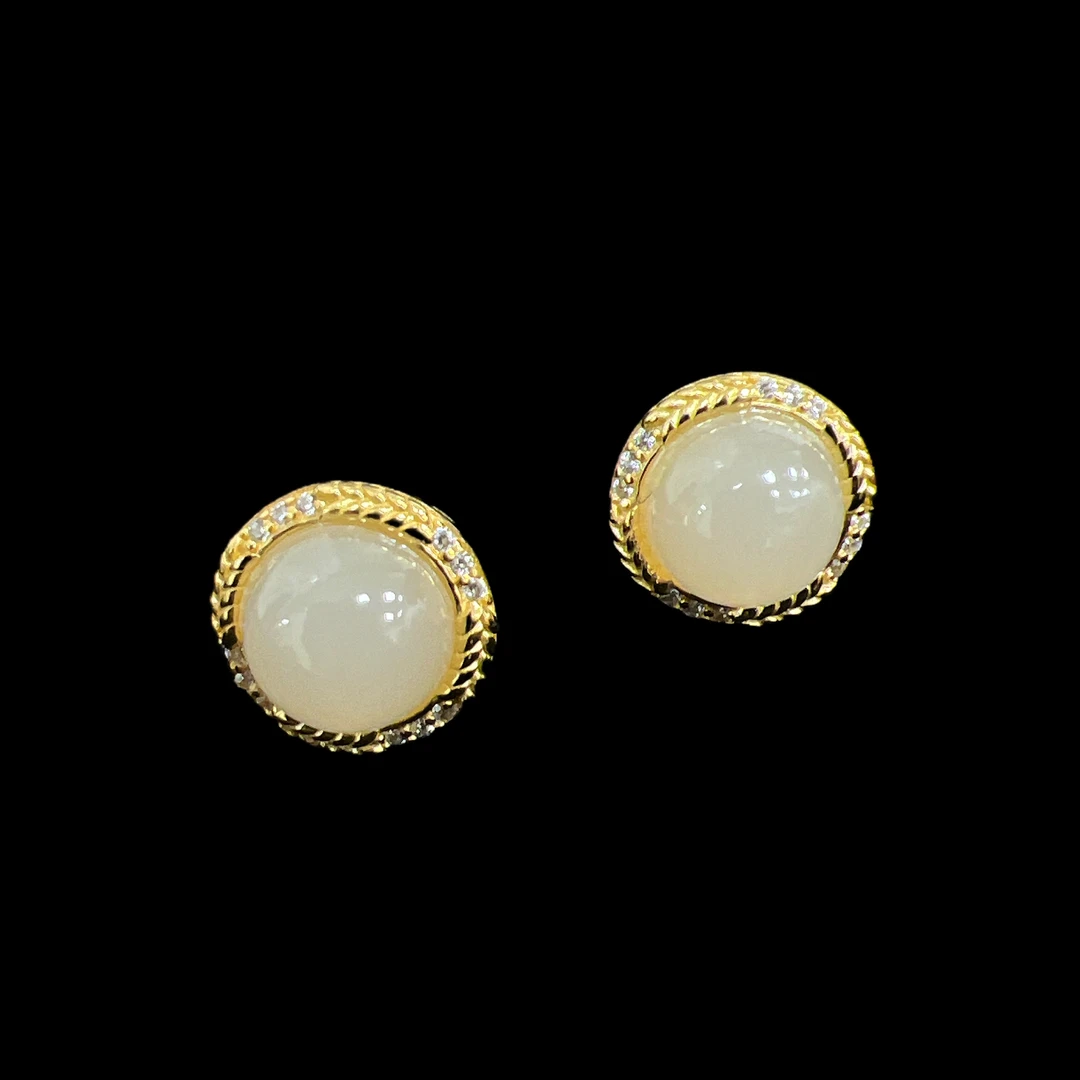 V5908和田玉耳钉孤品