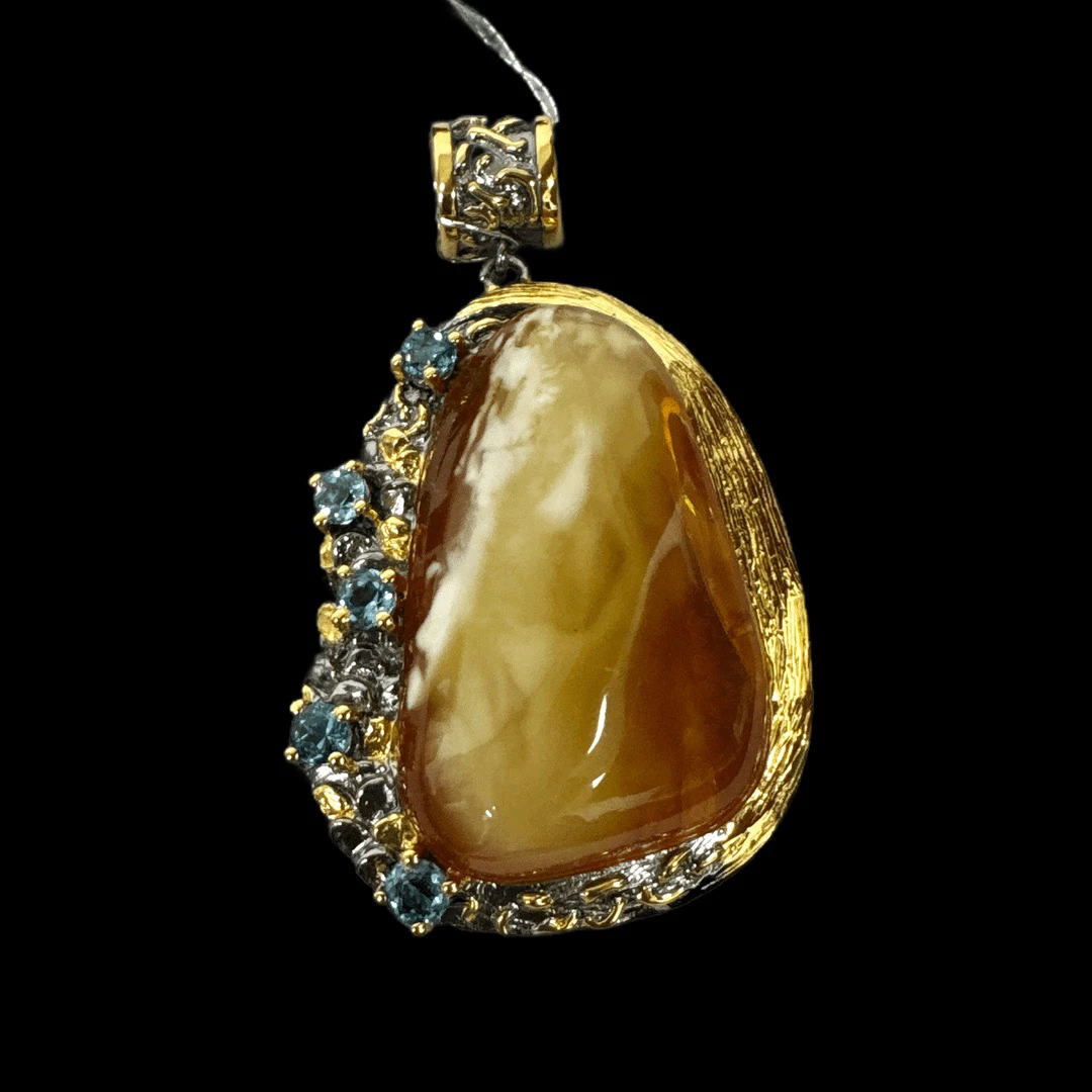 F5783蜜蜡吊坠老意大利工艺手作孤品.