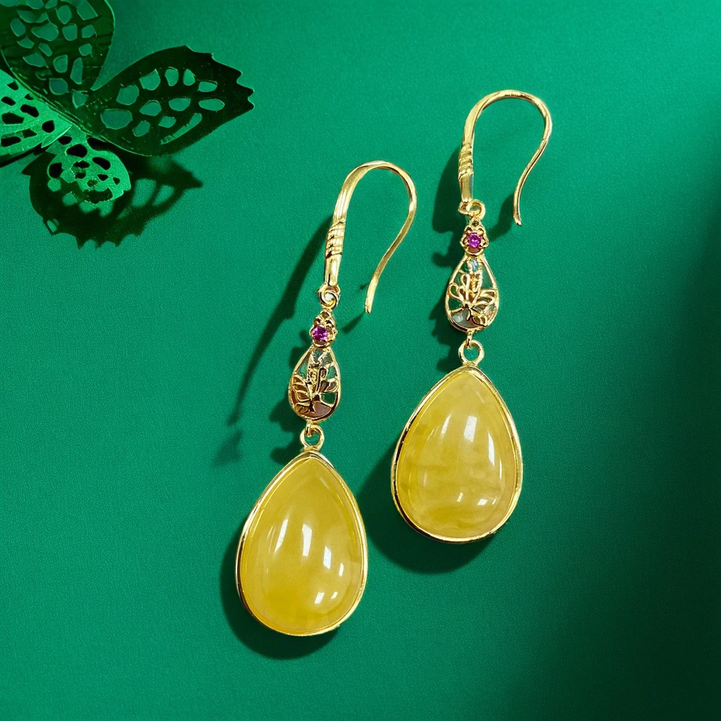 V2462蜜蜡耳坠孤品