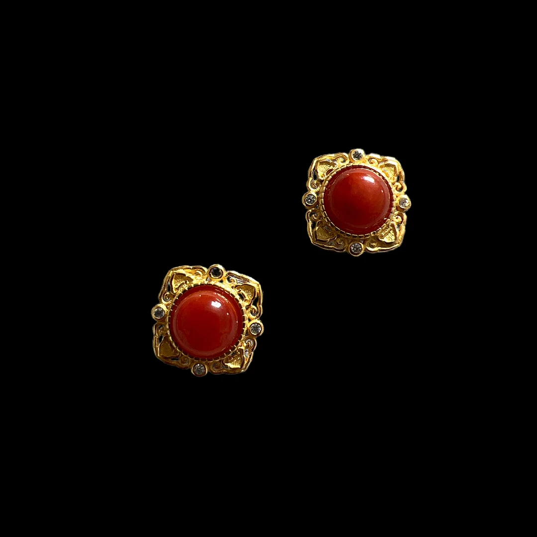 V2947南红耳钉孤品