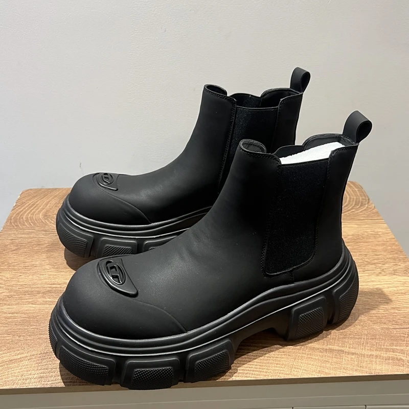 德比鞋工装靴男米奇马丁靴百搭时尚黑色厚底靴子短靴英伦风烟筒靴