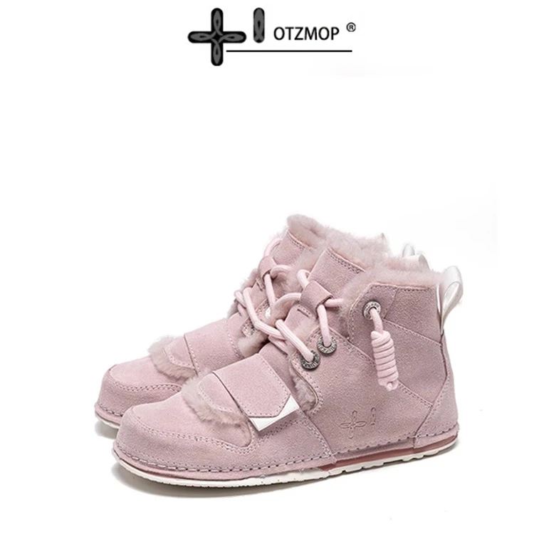 OTZmop丑萌鞋羊皮毛一体雪地靴毛毛鞋女翻毛皮冬季马丁靴户外加绒