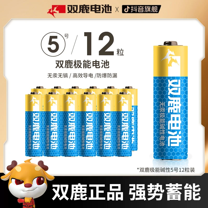 双鹿电池5/7号极能碱性大容量智能门锁儿童玩具燃气表耐用通用 2