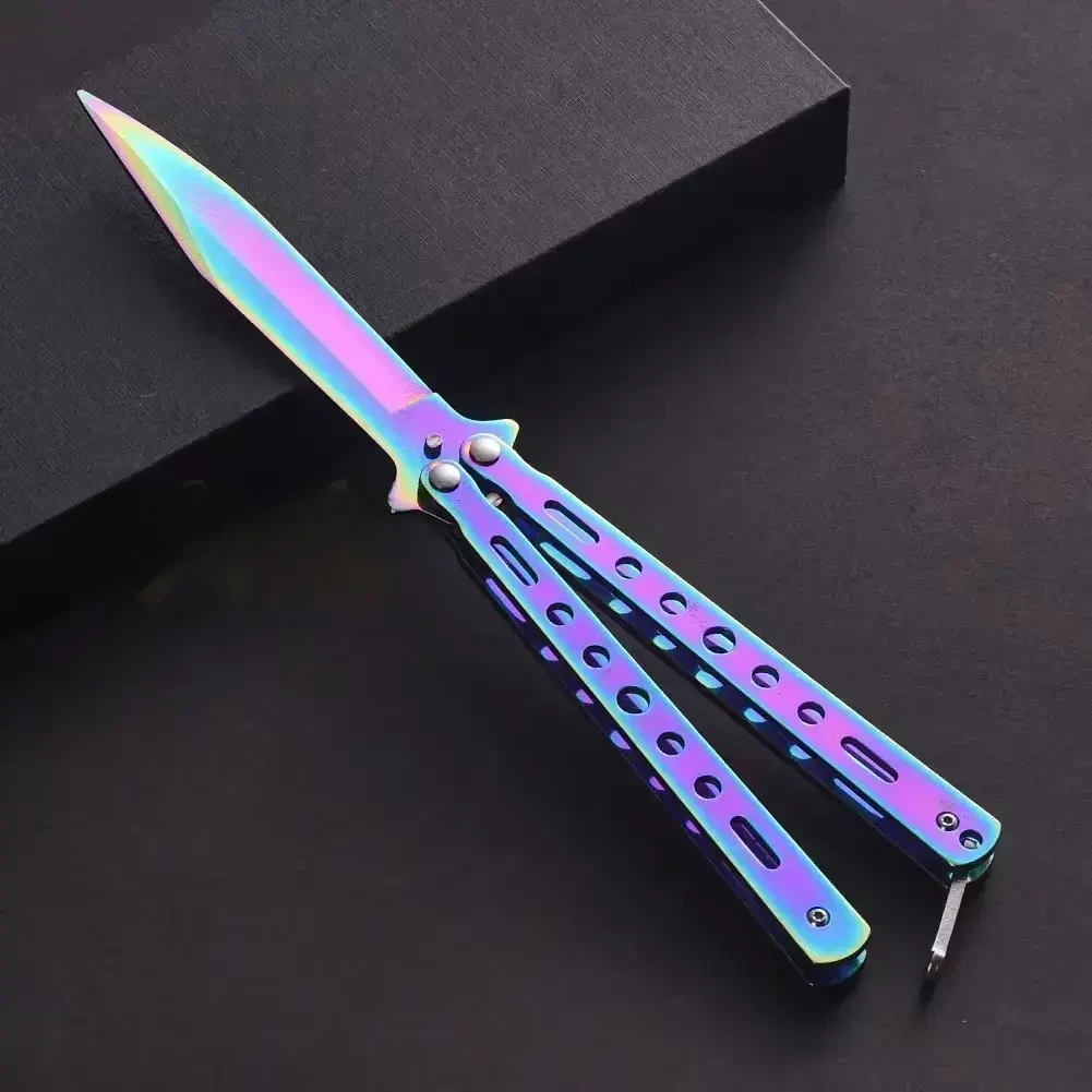 【未开刃】蝴蝶初学者不锈钢折叠防身练习全钢花式训练玩具1986