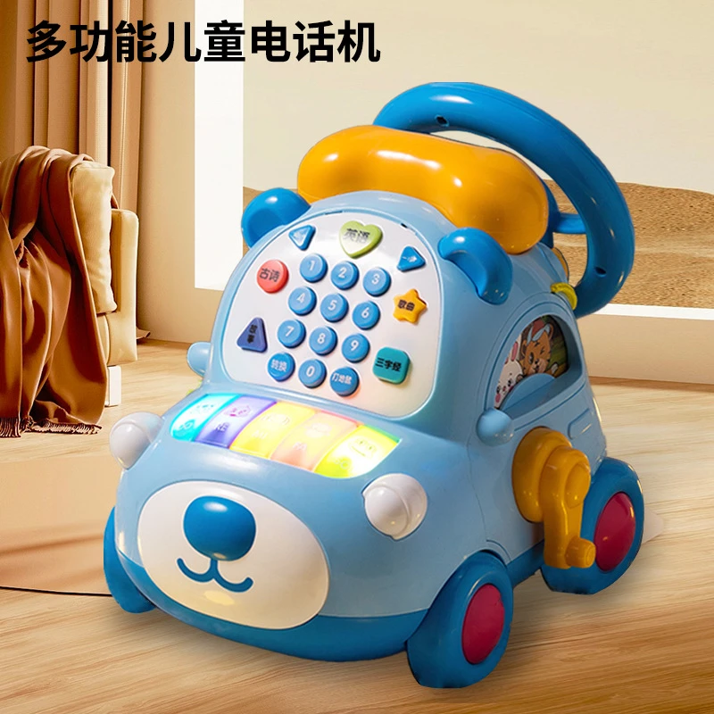 仿真电话机益智早教音乐手机卡通小熊电话车儿童1-3岁小宝宝玩具2