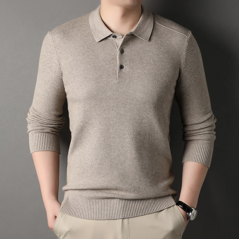 绵羊毛衫男加厚保暖毛衣冬季内搭纯色翻领针织衫打底衫休闲爸爸装