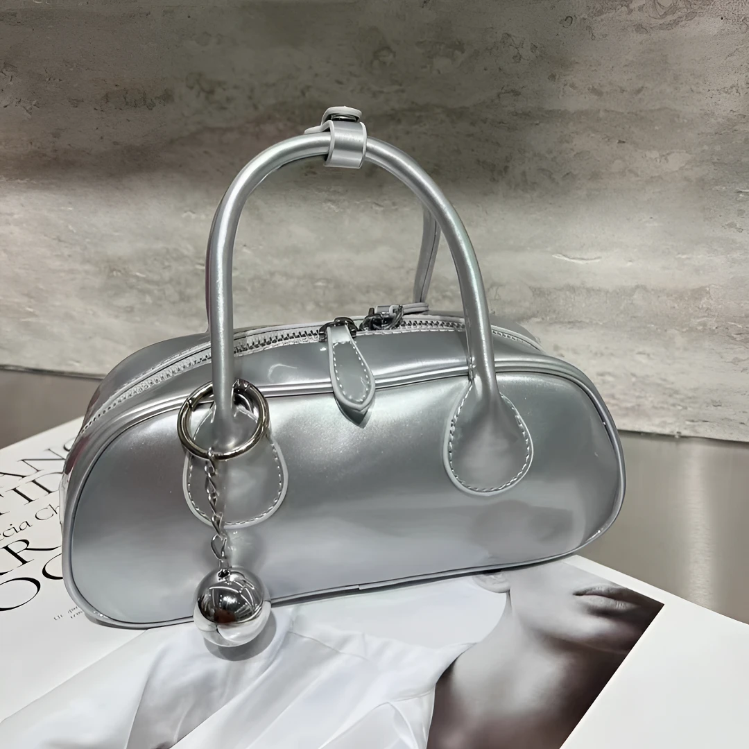 【艾橙定制】洋气镜面保龄球包包！百搭小众单肩斜挎手提包包~