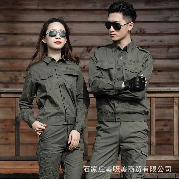 .夏季棉线工作服男套装女薄款迷彩劳保服耐磨防烫焊工汽修户外工