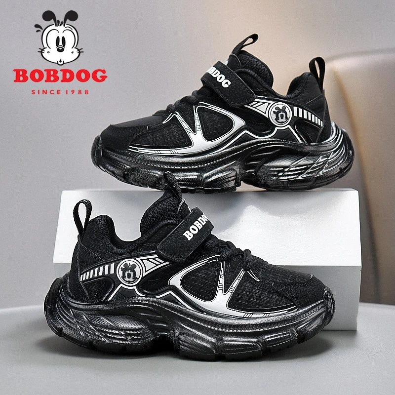 巴布豆童鞋男童运动鞋2024秋季新款皮面防水中大童男孩儿童运动鞋