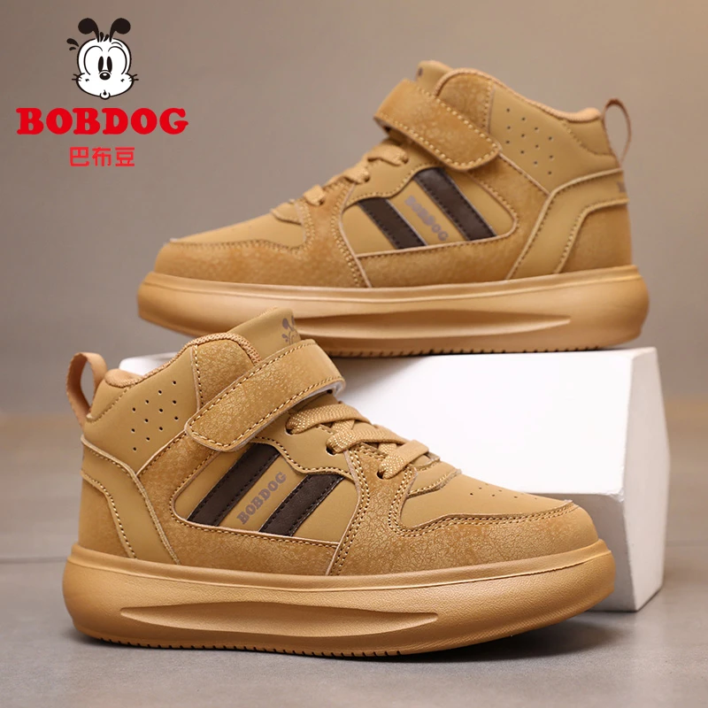 巴布豆儿童运动鞋新款秋冬皮面透气防水男童休闲鞋中大童女童鞋子