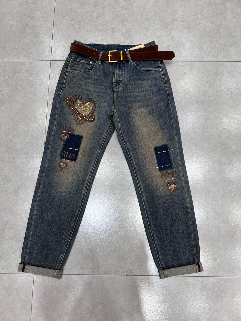 [廷轩甄选]1099秋冬新款时尚个性休闲弹性烫钻刺绣百搭女款牛仔裤