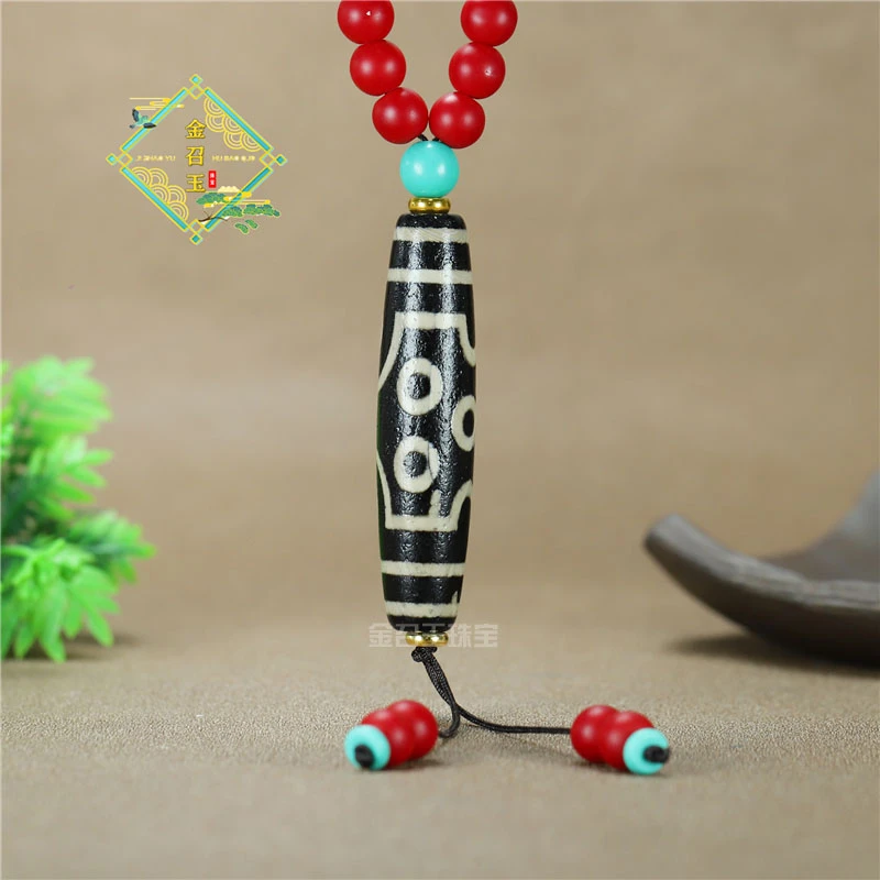 原创diy藏式民族风毛衣链红雪巴项链真品高油天然玛瑙七眼吊坠