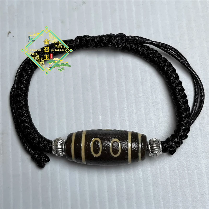 西藏真品玛瑙五眼手链老矿风化包浆玛瑙手串纳福男女编织手绳手环