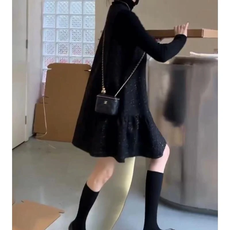 新款时尚洋气气质百搭纯色内搭小个子复古赫本风马甲连衣裙女装