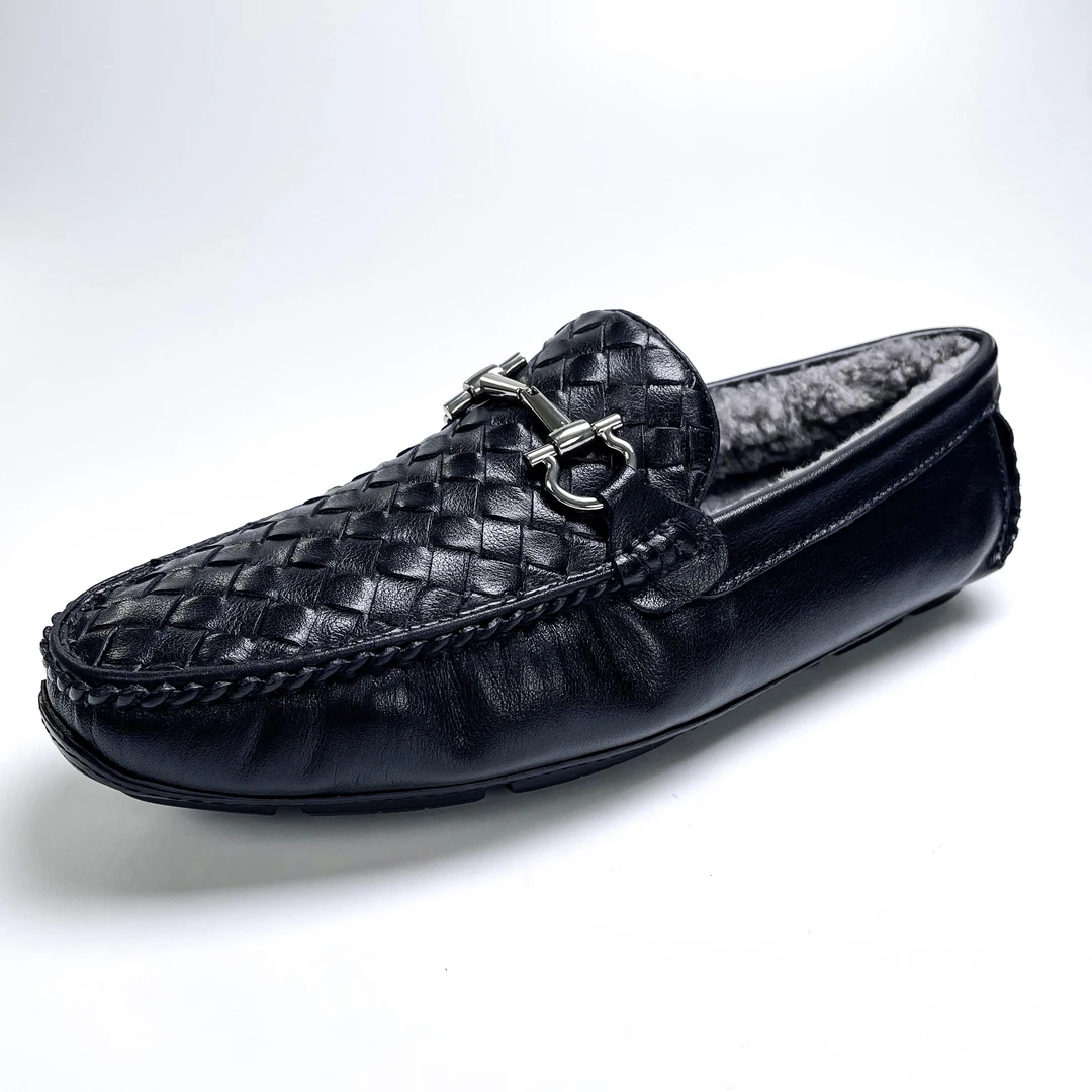 豆豆鞋男款2025秋冬一脚蹬休闲皮鞋男真皮驾车鞋加绒加厚羊毛棉鞋