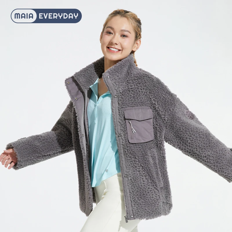 MAIA EVERYDAY 秋冬羊羔毛高领运动保暖户外夹克 222JK013厚款
