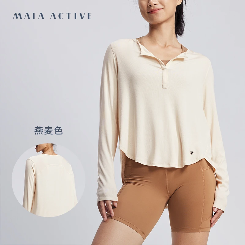 MAIA EVERYDAY 亨利领宽松运动休闲瑜伽长袖T恤 222TL001