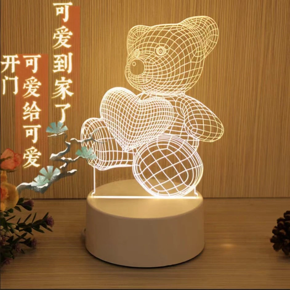 ☆【宠粉专属】小熊情侣护眼插电USB睡眠灯节能房间创意氛围小夜灯