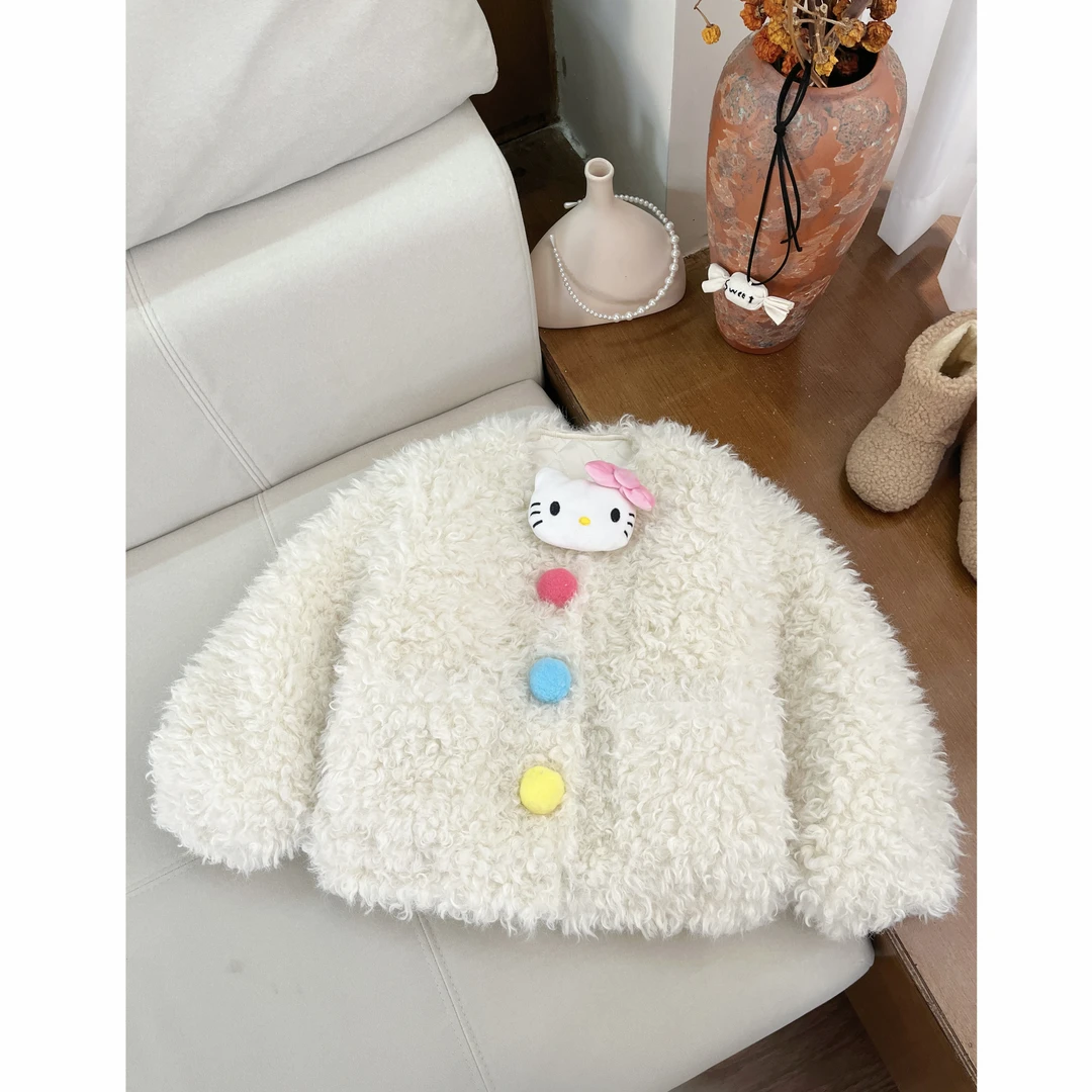 冬季女中大童棉服儿童卡通可爱毛毛衣棉袄夹棉棉衣W1C8873